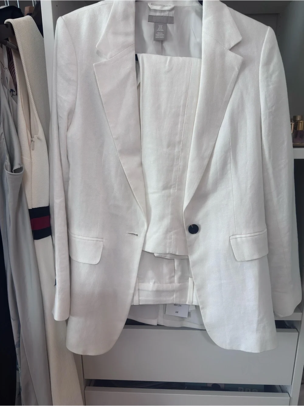 H&M Women Suit Linen Blend blazer size XS fits S and pants size 4 NWT old money